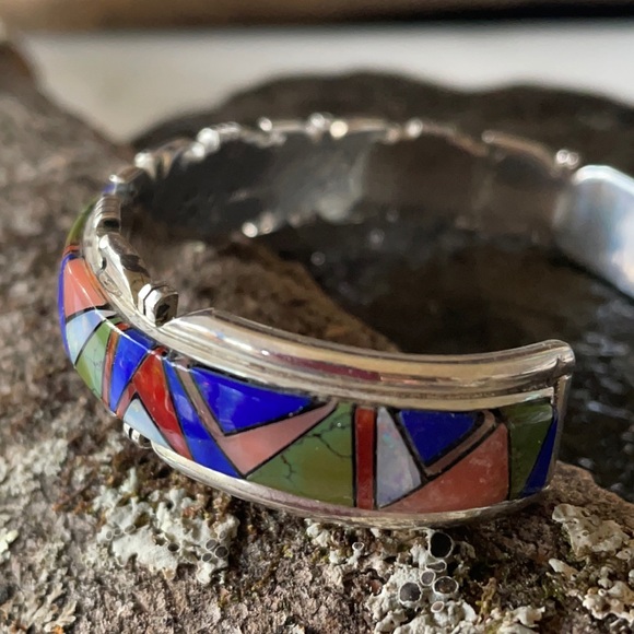 Sold Vintage Navajo A. Francisco Multi Stone Bracelet - Picture 7 of 15